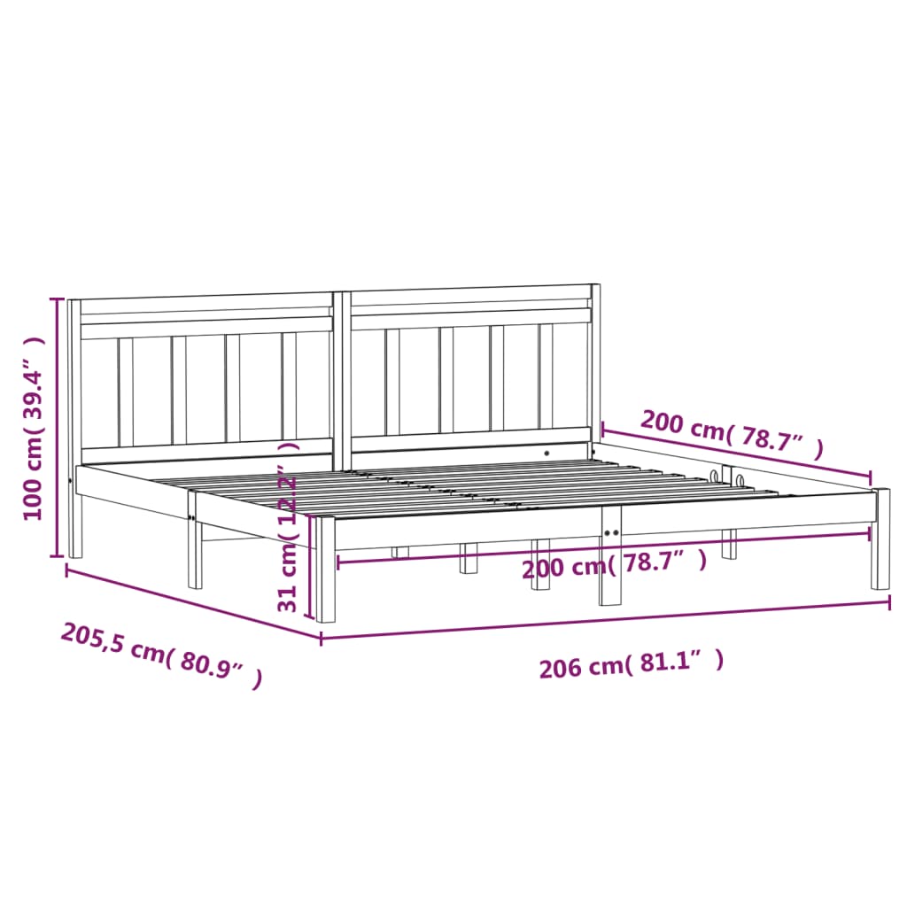 Giroletto Ambra senza Materasso in Legno di Pino 200x200 cm | homemem39