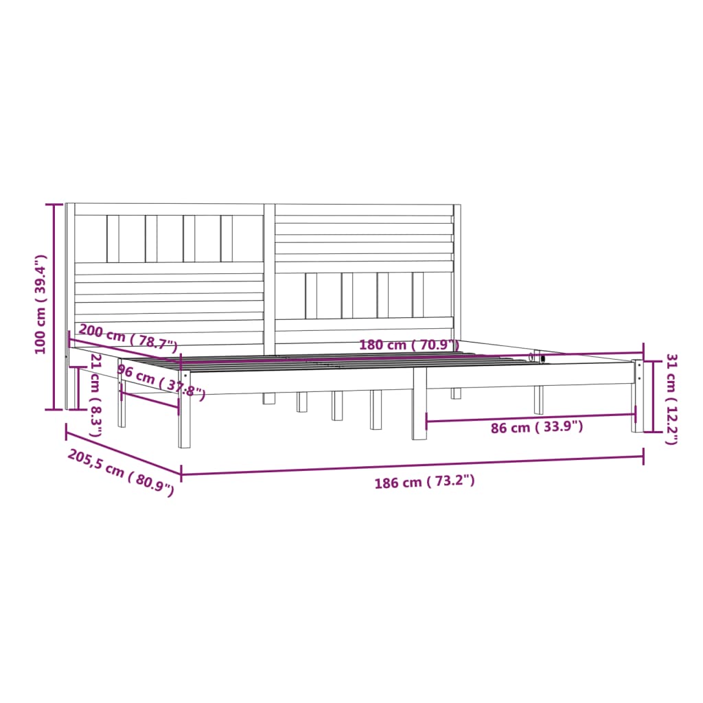 Giroletto senza Materasso 180x200 cm in Legno Massello di Pino | homemem39