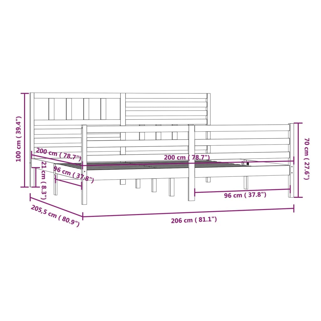 Giroletto Grigio in Legno Massello di Pino 200x200 cm | homemem39