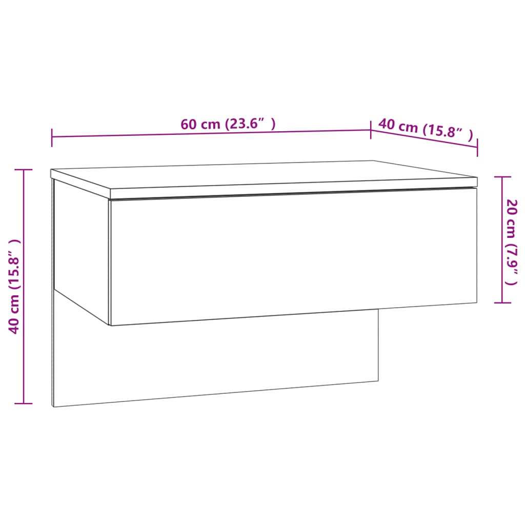 Comodini a Muro 2 pz Bianco Lucido | homemem39