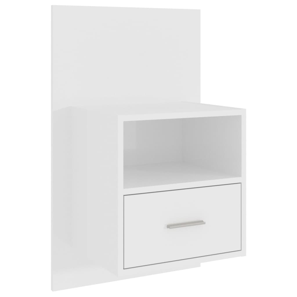 Comodino a Muro Bianco Lucido - homemem39