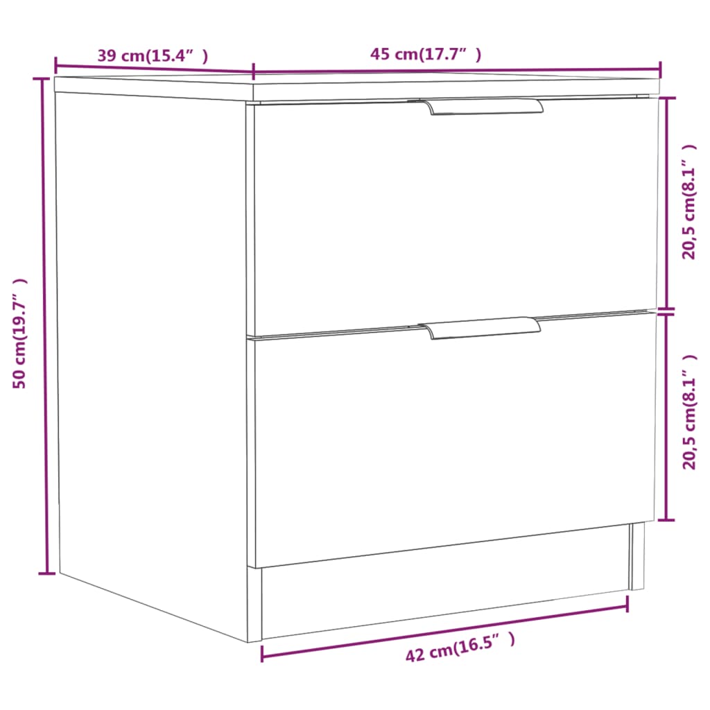 Comodini 2 pz Bianchi in Legno Multistrato