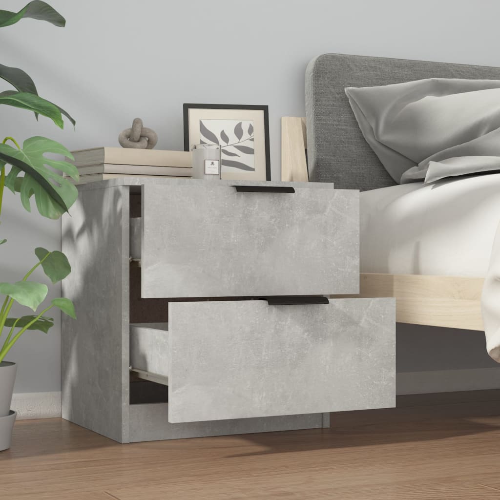Comodini 2pz Grigio Cemento in Legno Multistrato