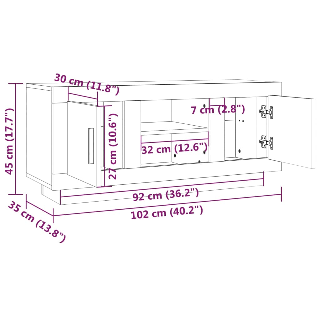 Mobile Porta TV Grigio Cemento 102x35x45cm in Legno Multistrato | homemem39