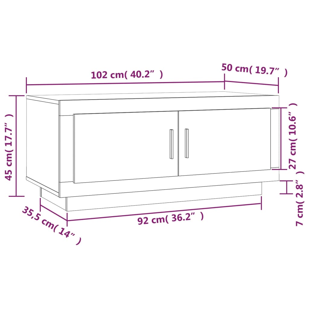 Tavolino Salotto Grigio Cemento 102x50x45 cm Legno Multistrato
