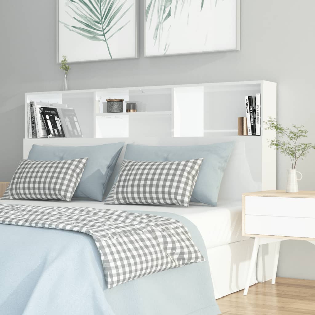 Testiera con Scomparti Bianco Lucido 160x19x103,5 cm - homemem39