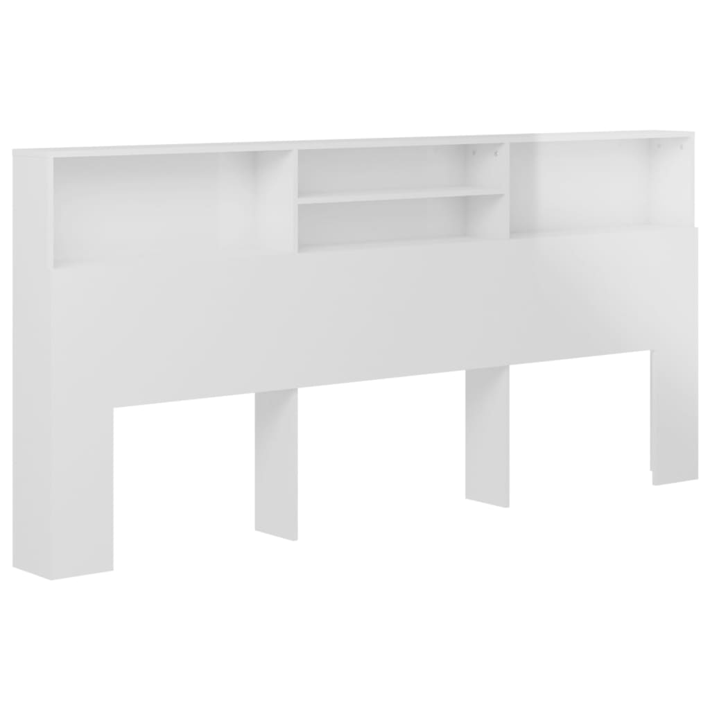 Testiera con Contenitore Bianco Lucido 220x19x103,5 cm - homemem39