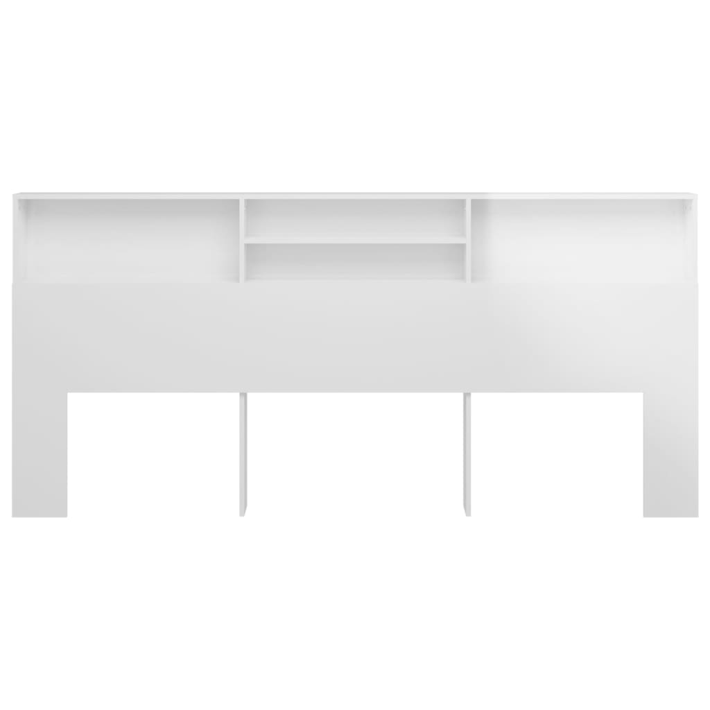 Testiera con Contenitore Bianco Lucido 220x19x103,5 cm - homemem39