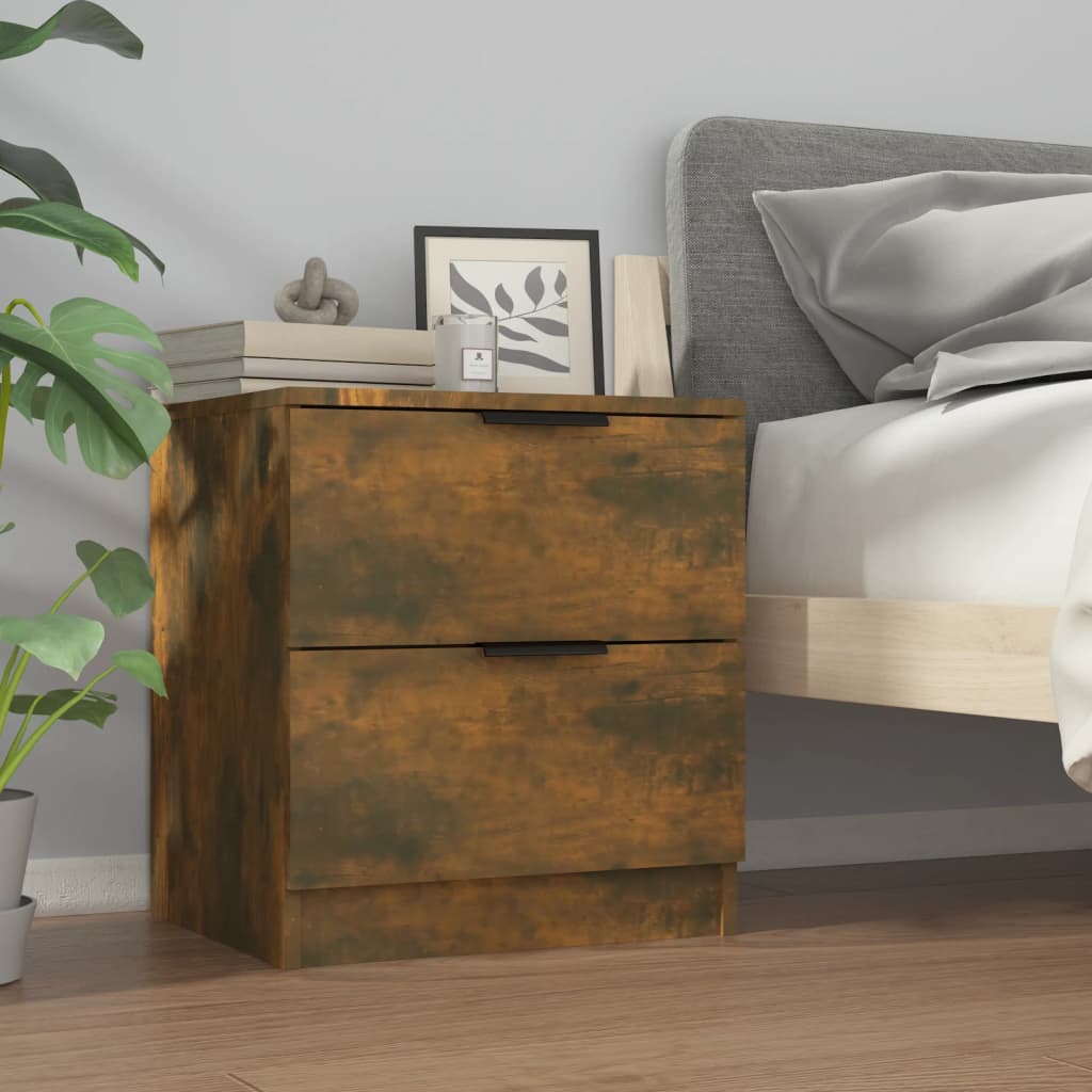 Comodini 2 pz Rovere Fumo in Legno Multistrato - homemem39