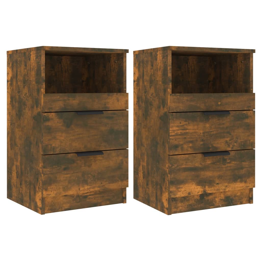 Comodini 2 pz Rovere Fumo in Legno Multistrato - homemem39