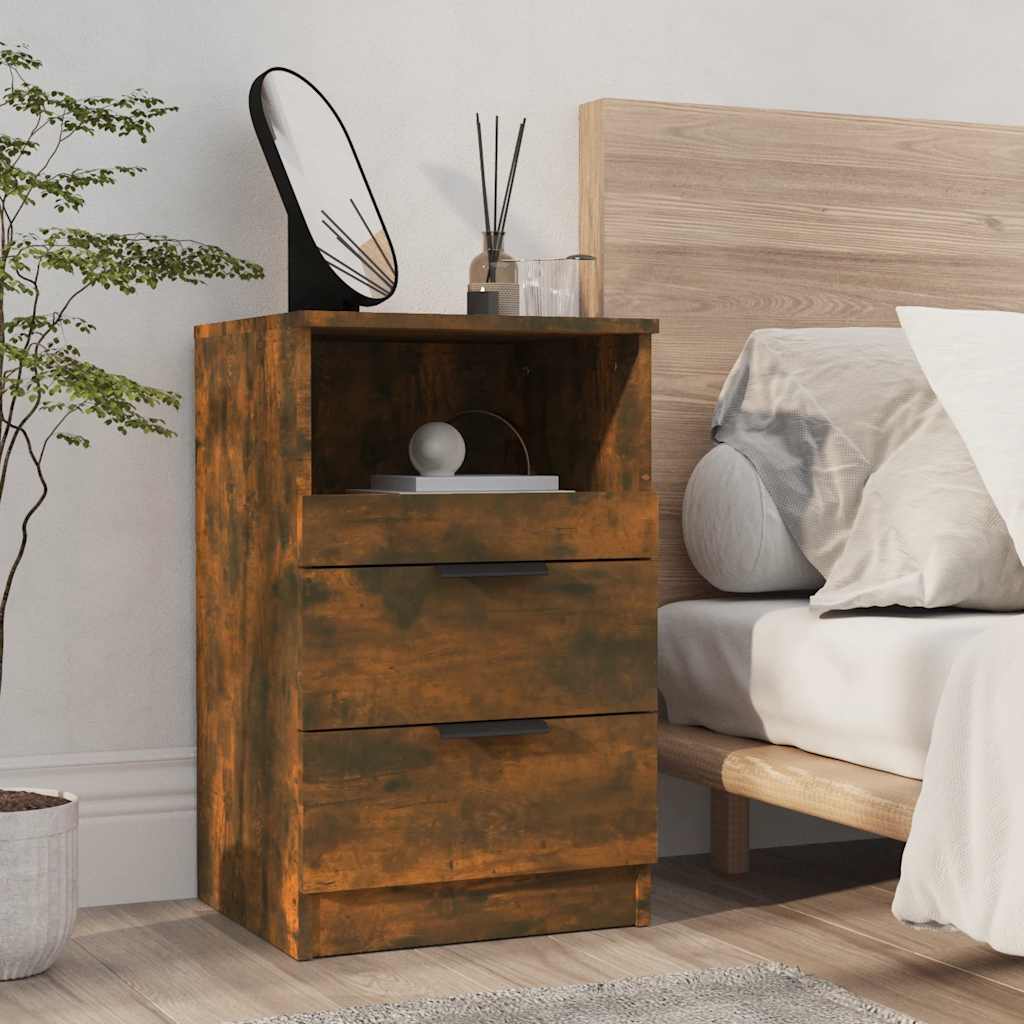 Comodini 2 pz Rovere Fumo in Legno Multistrato - homemem39