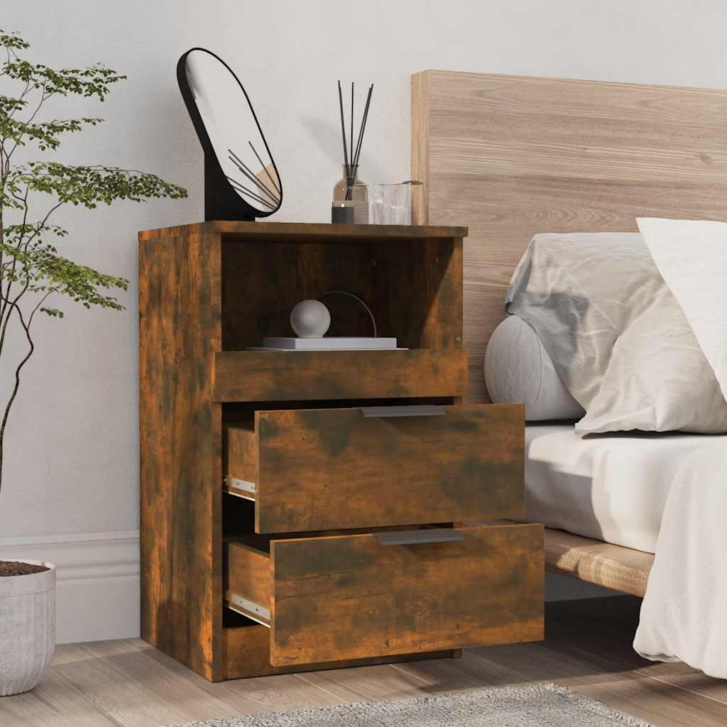 Comodini 2 pz Rovere Fumo in Legno Multistrato - homemem39