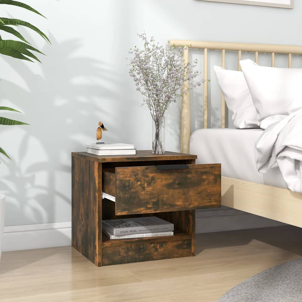 Comodini 2 pz Rovere Fumo in Legno Multistrato - homemem39