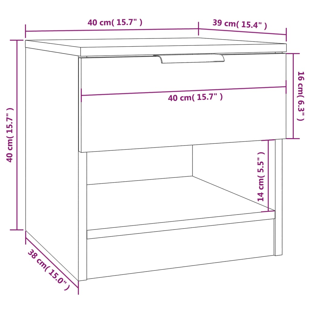 Comodini 2 pz Rovere Fumo in Legno Multistrato - homemem39