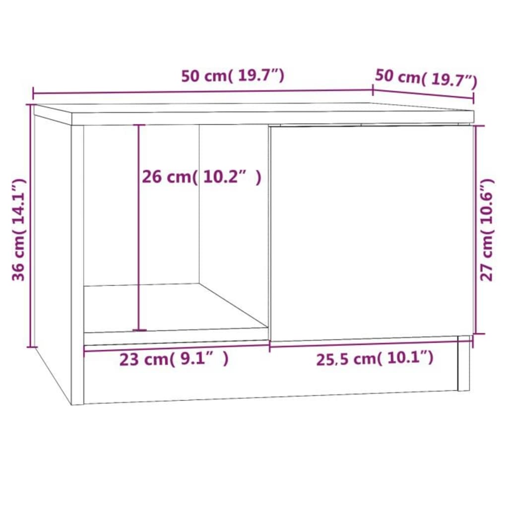 Tavolino da Salotto Rovere Fumo 50x50x36cm in Legno Multistrato - homemem39