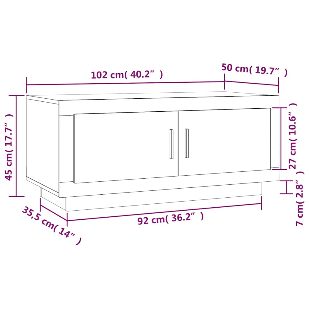 Tavolino Salotto Rovere Marrone 102x50x45 cm Legno Multistrato