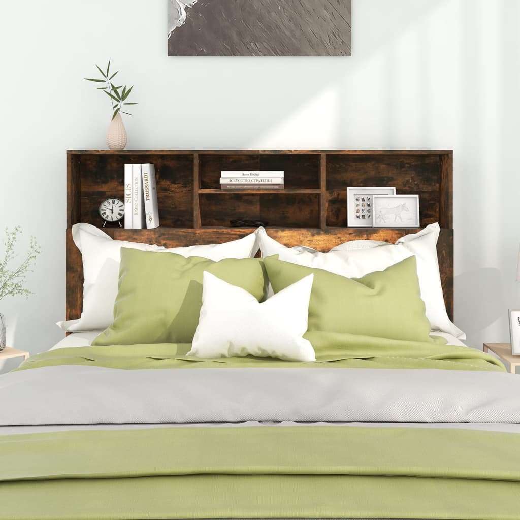 Testiera con Scomparti Rovere Fumo 140x19x103,5 cm - homemem39