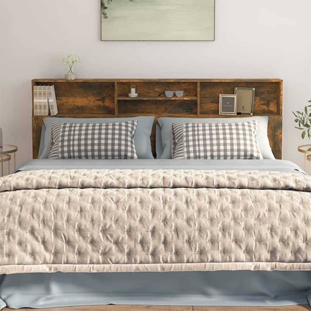 Testiera con Contenitore Rovere Fumo 200x19x103,5 cm - homemem39