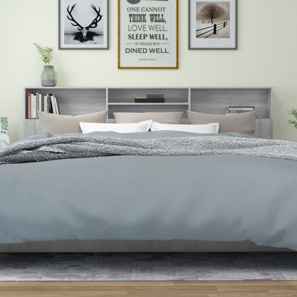 Testiera con Contenitore Grigio Sonoma 220x19x103,5 cm - homemem39