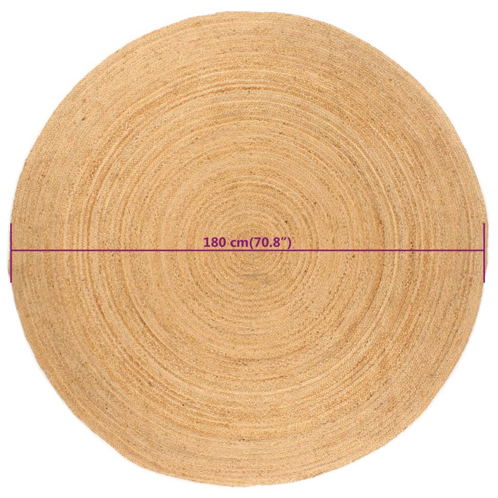 Tappeto in Juta Intrecciata 180 cm Rotondo - homemem39