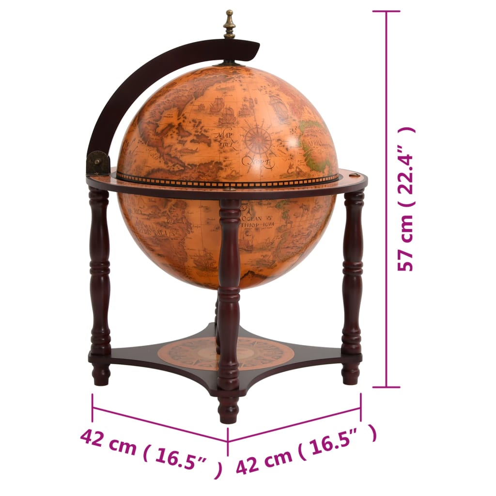 Bar a Globo Portavini Marrone Legno Massello di Eucalipto | homemem39