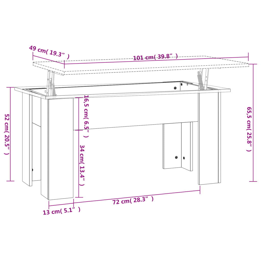Tavolino Salotto Grigio Cemento 101x49x52 cm Legno Multistrato | homemem39