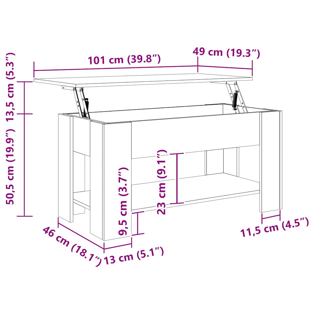 Tavolino da Salotto Bianco 101x49x52 cm in Legno Multistrato | homemem39