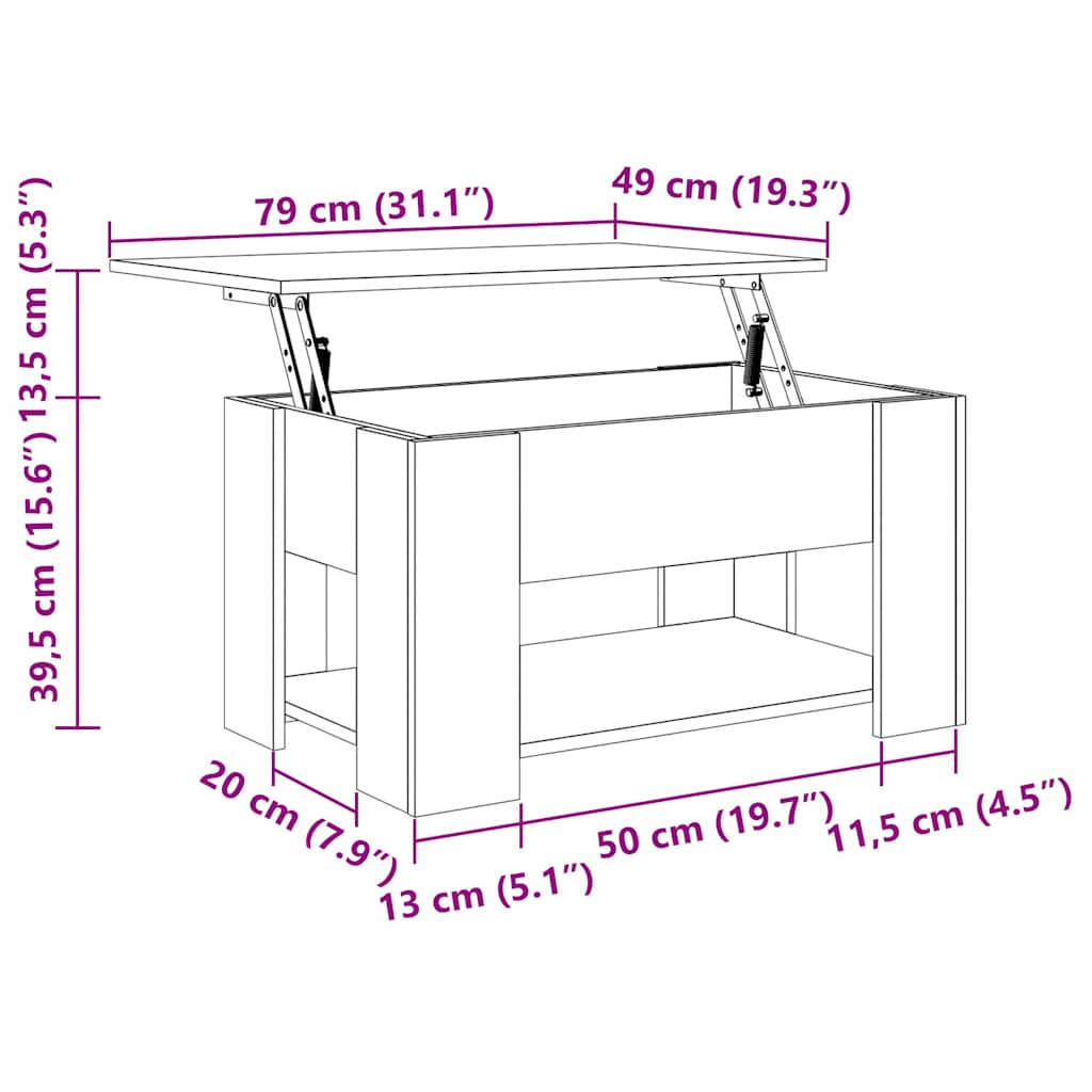 Tavolino da Salotto Grigio Cemento 79x49x41cm Legno Multistrato | homemem39