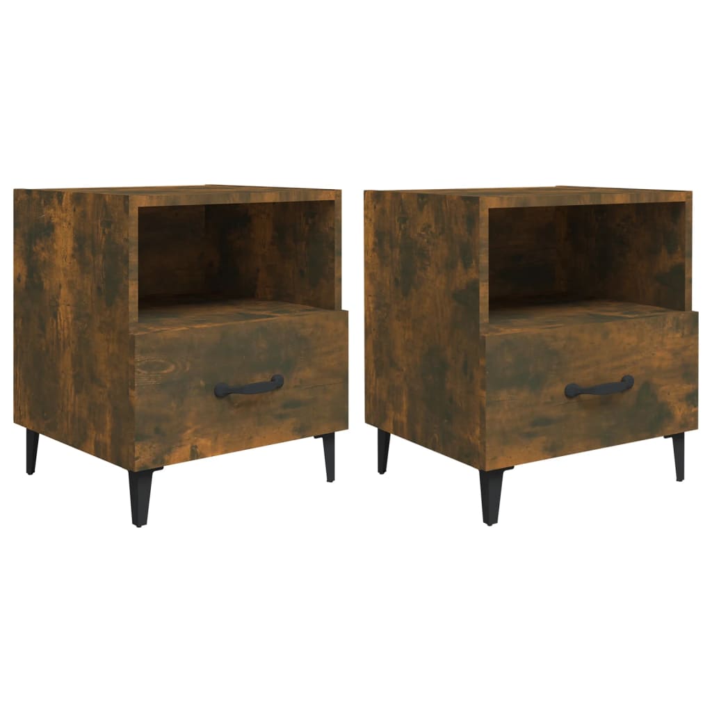 Comodini 2 pz Rovere Fumo in Legno Multistrato - homemem39