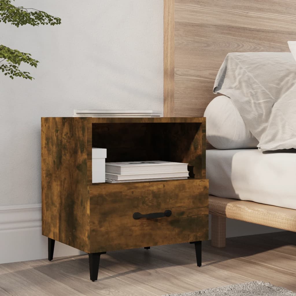 Comodini 2 pz Rovere Fumo in Legno Multistrato - homemem39