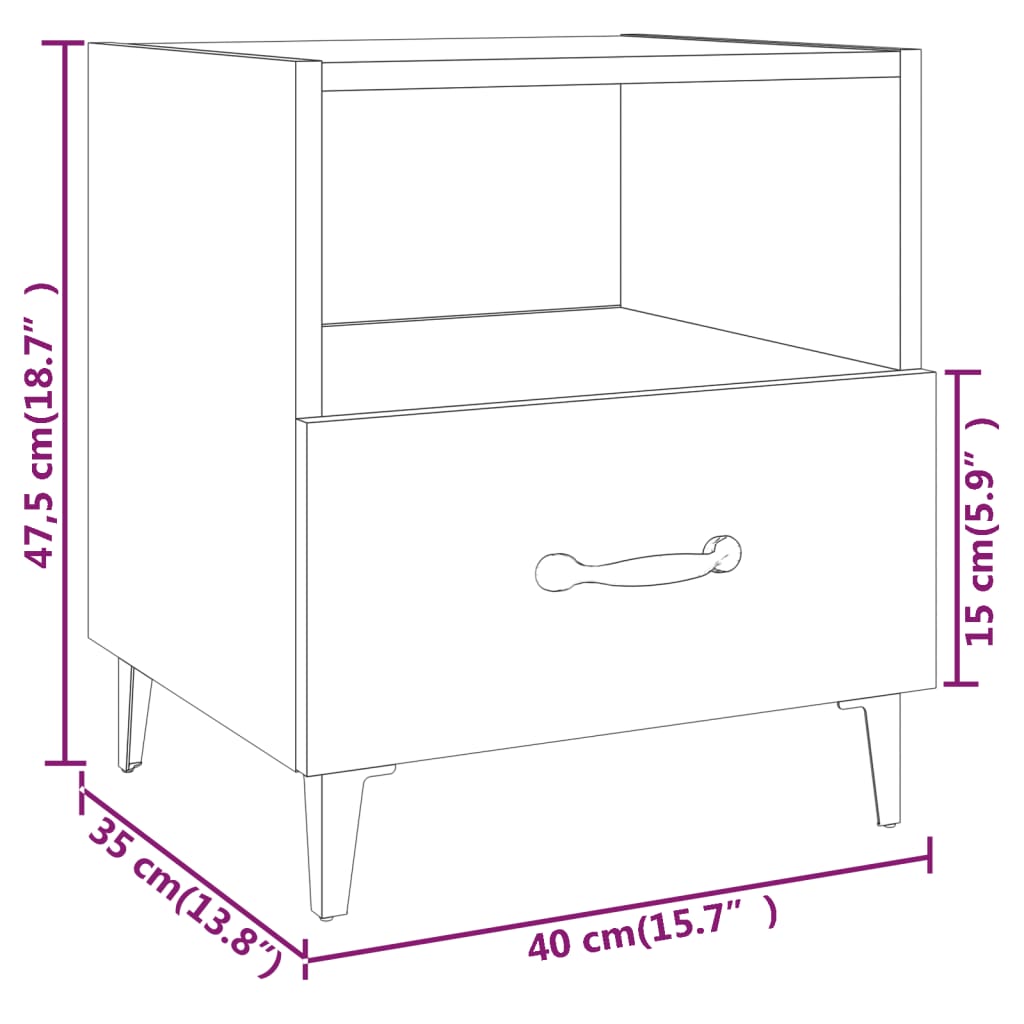 Comodini 2 pz Rovere Fumo in Legno Multistrato | homemem39