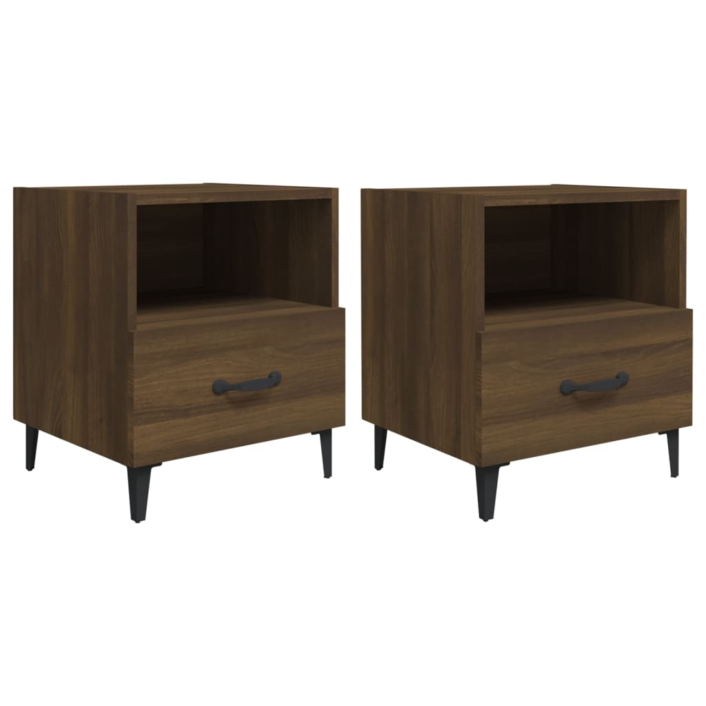 Comodini 2 pz Rovere Marrone in Legno Multistrato - homemem39