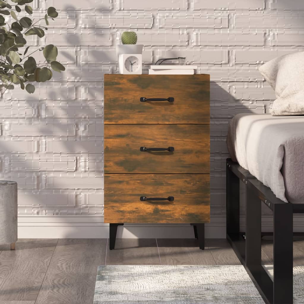 Comodino Rovere Fumo 40x40x66 cm in Legno Multistrato - homemem39