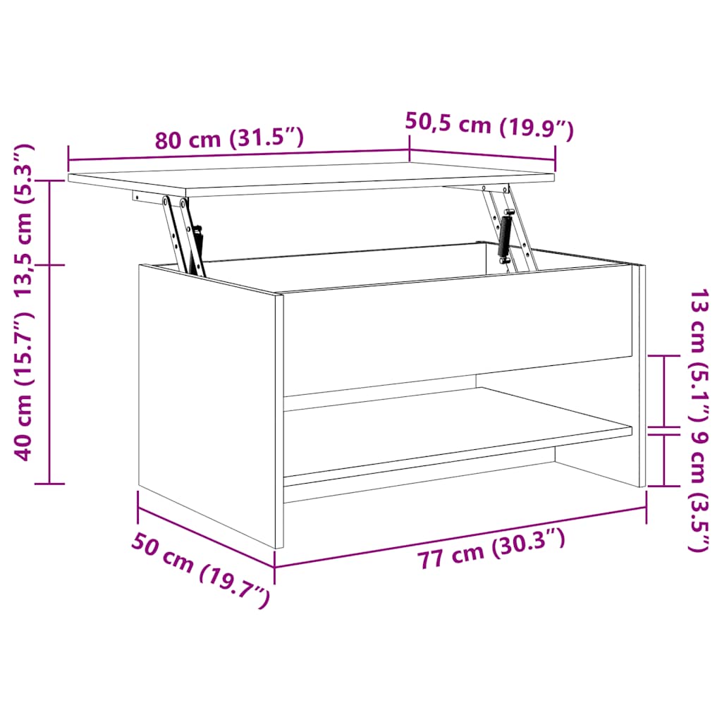Tavolino Salotto Rovere Marrone 80x50x40 cm Legno Multistrato | homemem39
