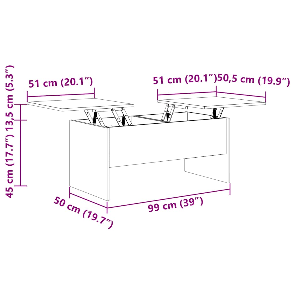Tavolino Salotto Rovere Fumo 102x50,5x46,5 cm Legno Multistrato - homemem39