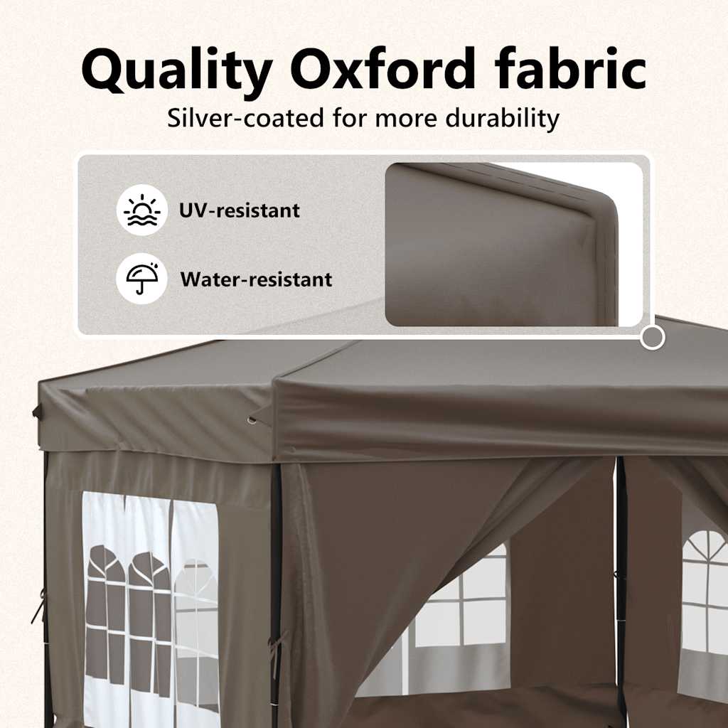 Tenda per Feste Pieghevole con Pareti Laterali Tortora 3x3 m | homemem39