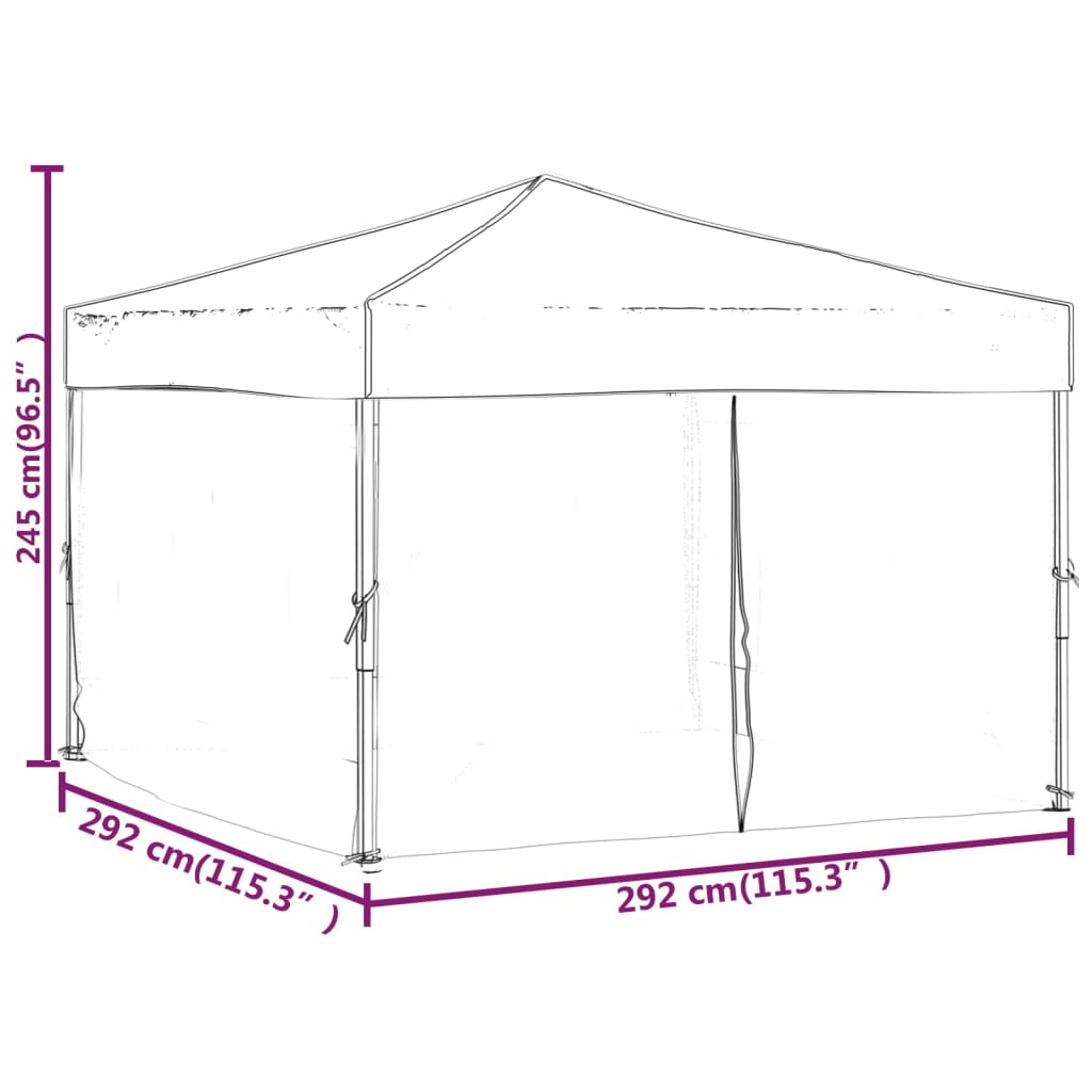 Tenda per Feste Pieghevole con Pareti Laterali Crema 3x3 m | homemem39