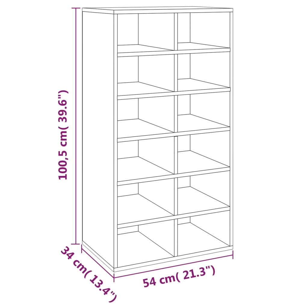 Scarpiera Grigio Sonoma 54x34x100,5 cm in Legno Multistrato - homemem39