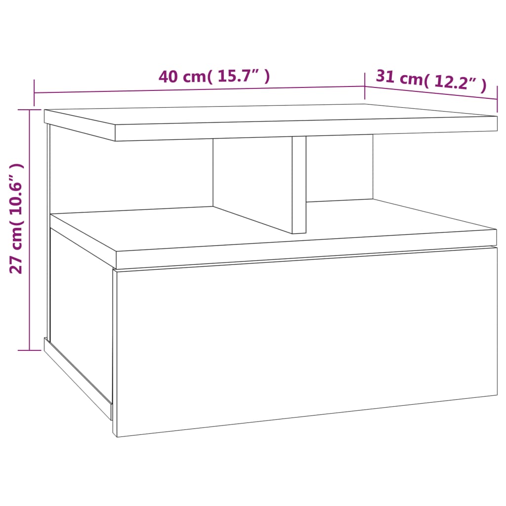 Comodino Pensile Grigio Sonoma 40x31x27cm in Legno Multistrato - homemem39