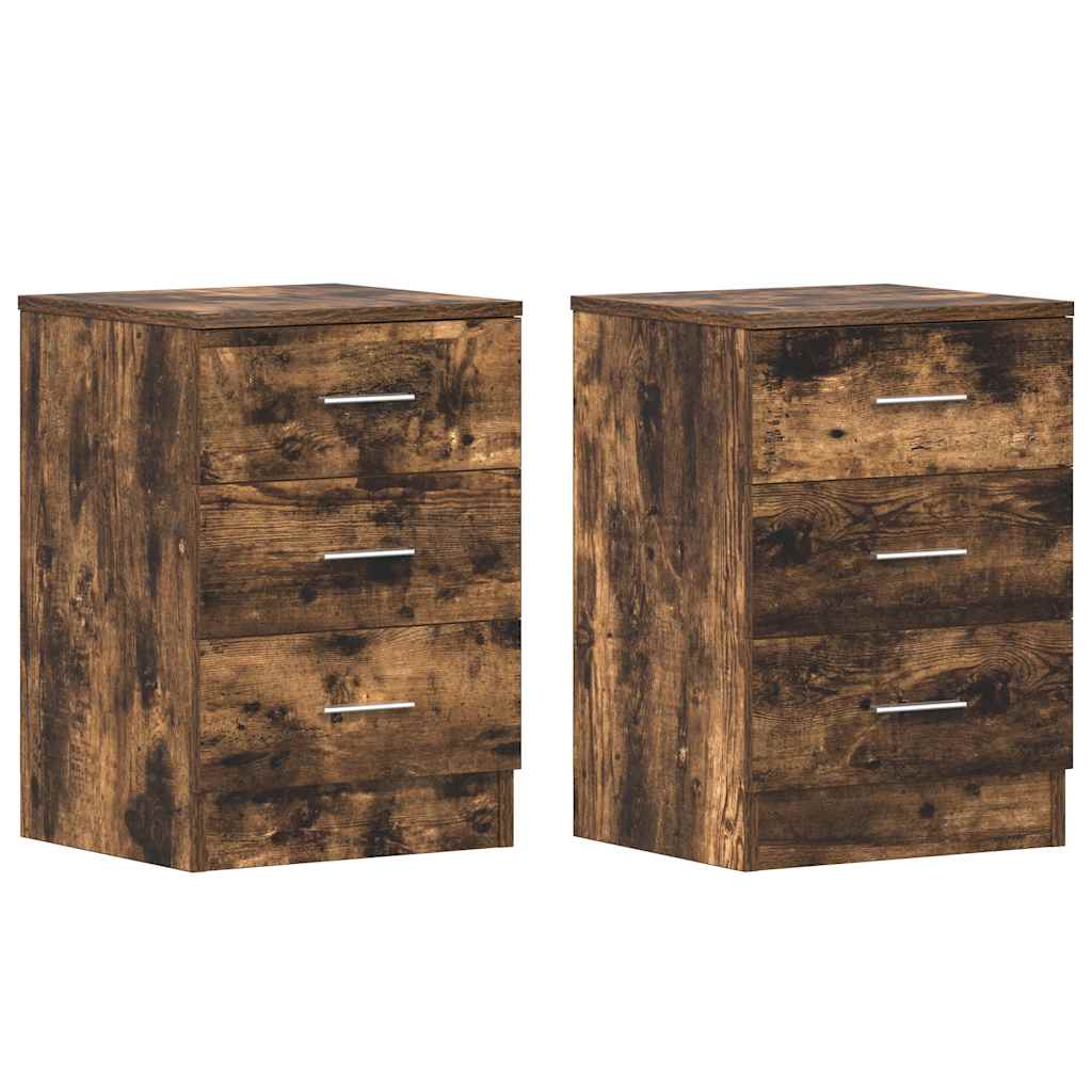 Comodini 2 pz Rovere Fumo 38x35x56 cm in Legno Multistrato - homemem39