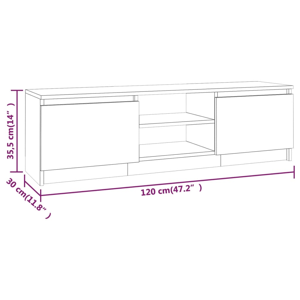 Mobile TV Rovere Fumo 120x30x35,5 cm in Legno Multistrato - homemem39