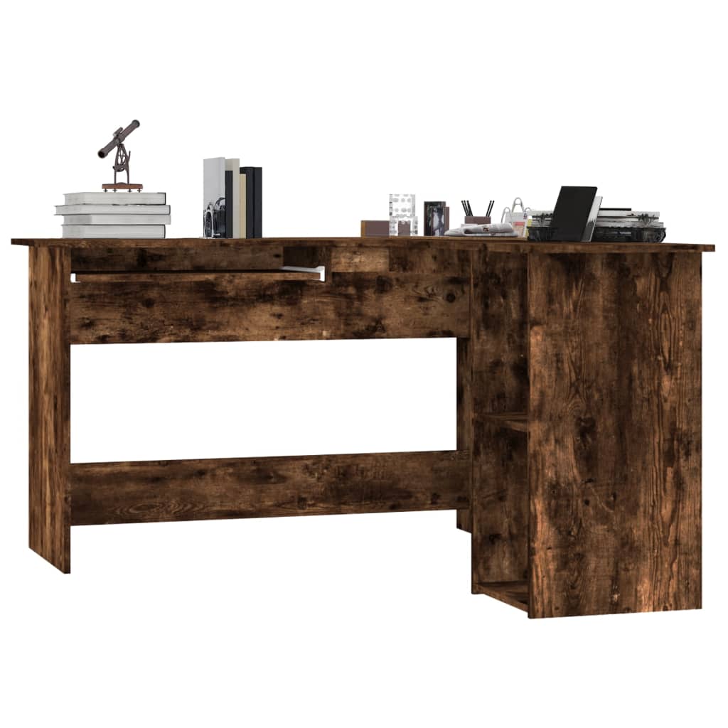 Scrivania Angolare Rovere Fumo 120x140x75 cm Legno Multistrato - homemem39