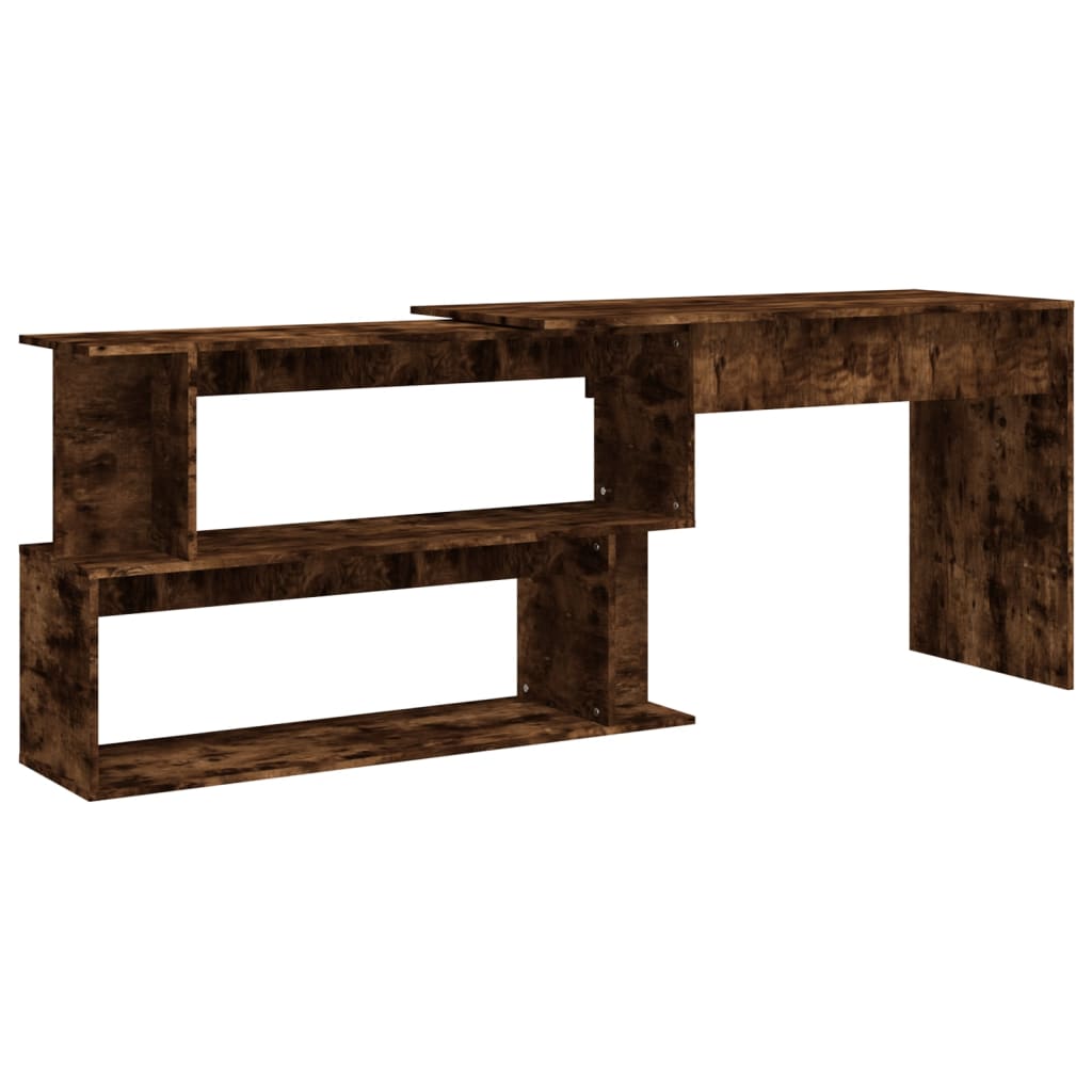 Scrivania Angolare Rovere Fumo 200x50x76cm in Legno Multistrato - homemem39