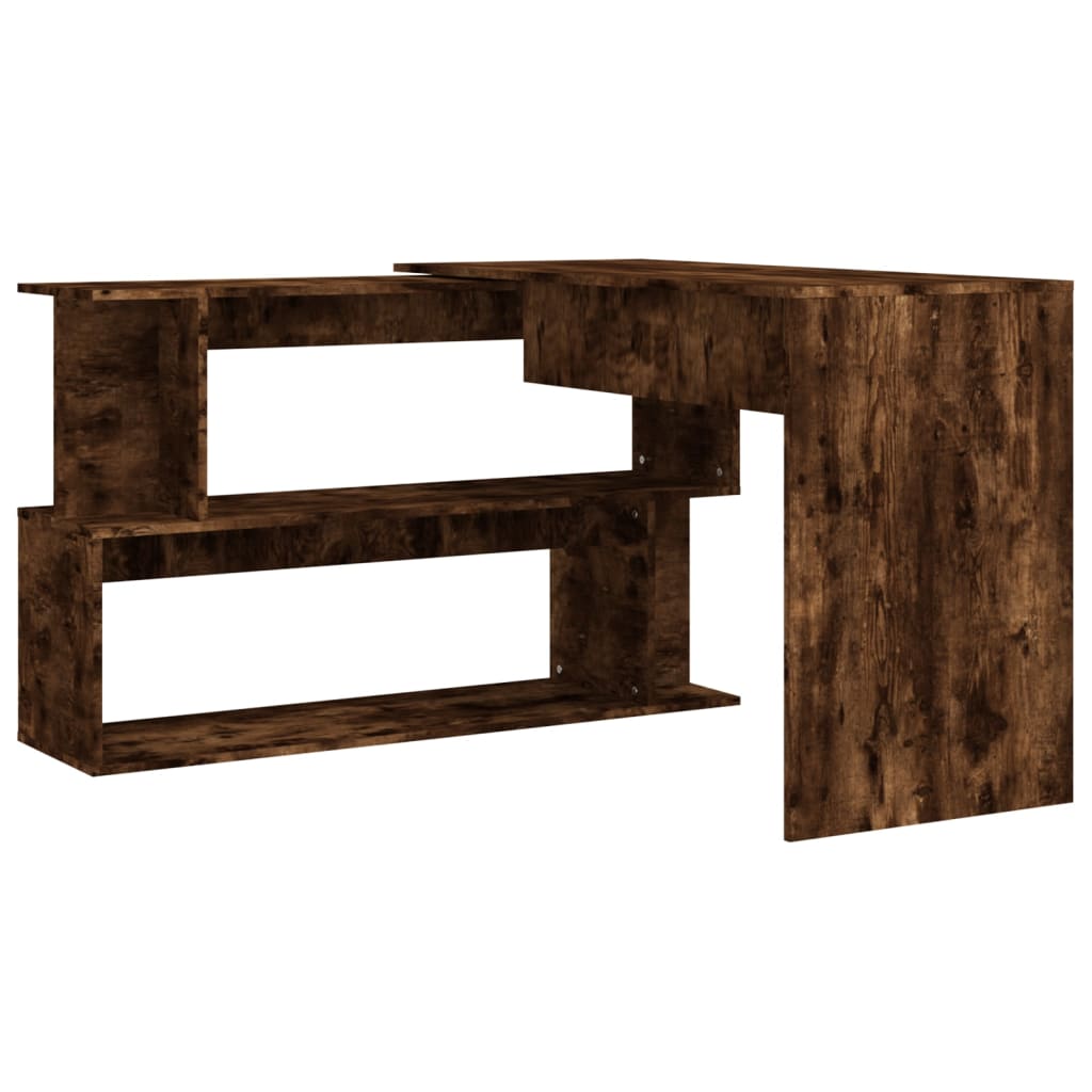 Scrivania Angolare Rovere Fumo 200x50x76cm in Legno Multistrato - homemem39