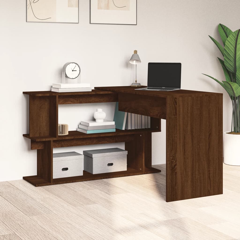 Scrivania Angolare Rovere Marrone 200x50x76cm Legno Multistrato - homemem39
