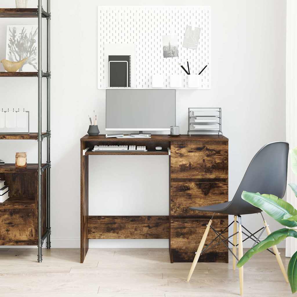 Scrivania Rovere Fumo 90x45x76 cm in Legno Multistrato - homemem39