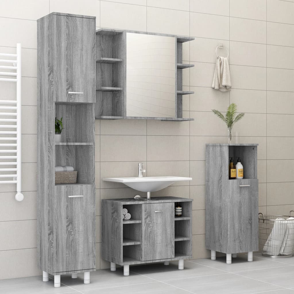 Mobile da Bagno Grigio Sonoma 80x20,5x64cm in Legno Multistrato - homemem39