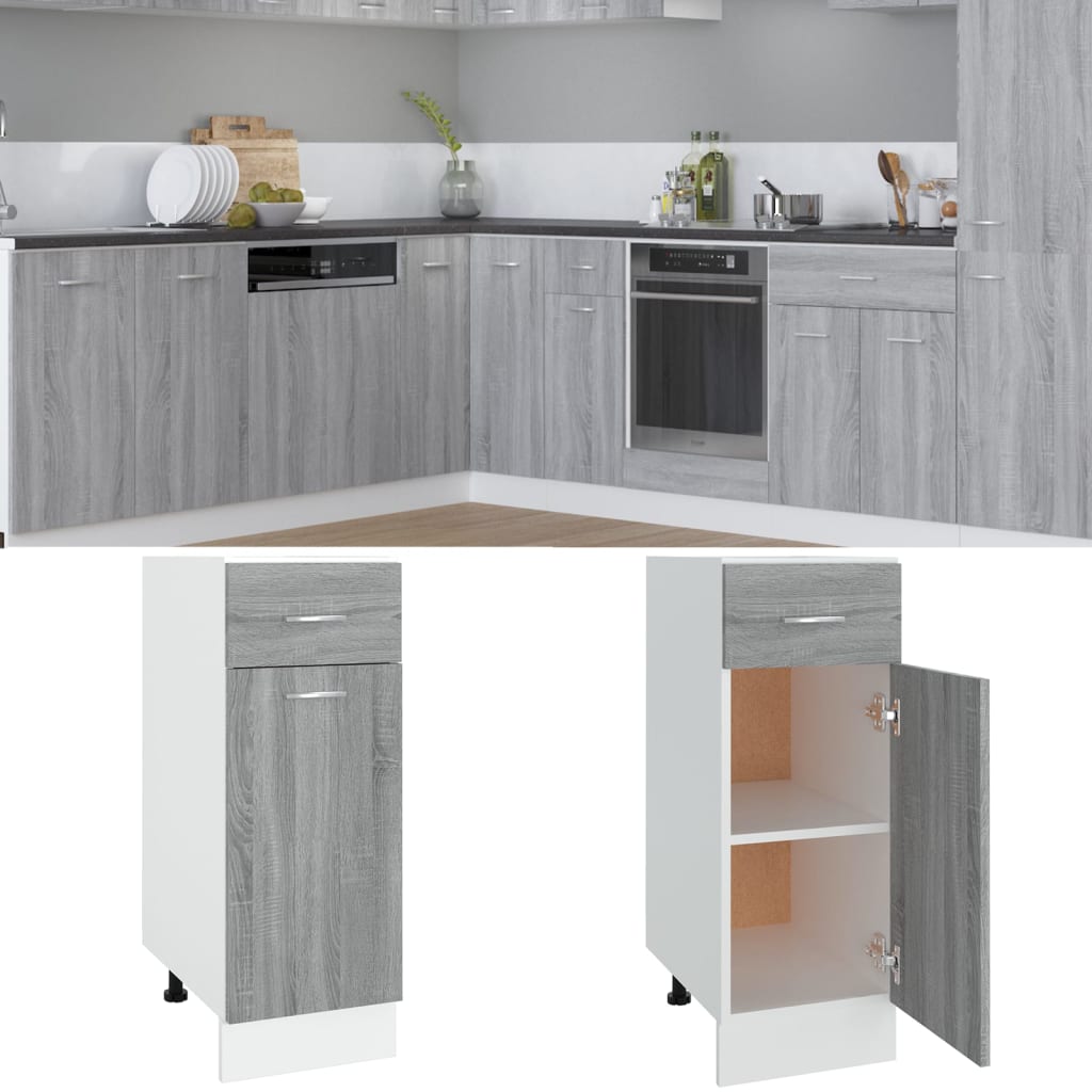 Mobile con Cassetto “Lyon” Grigio Sonoma 30x46x81,5 - homemem39