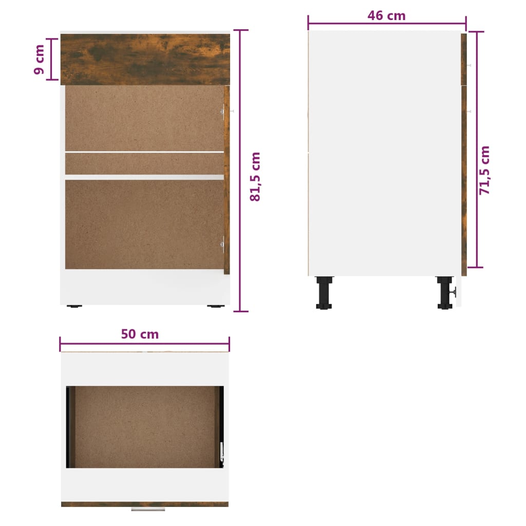Mobile con Cassetto “Lyon” Rovere Fumo 50x46x81,5 cm - homemem39