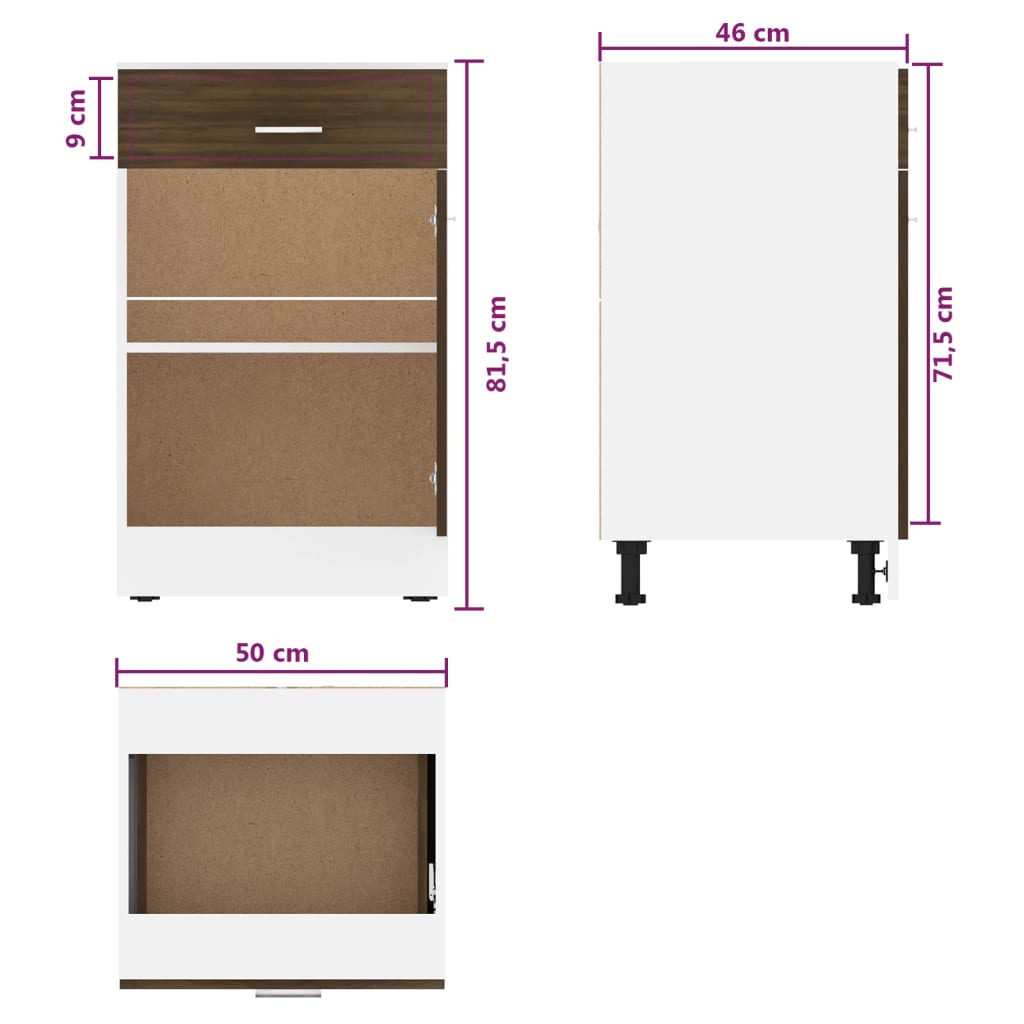 Mobile con Cassetto “Lyon” Rovere Marrone 50x46x81,5 - homemem39